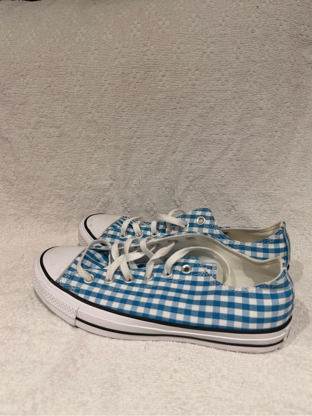Converse Blue and White Gingham Espadrilles Low-Top Sneakers